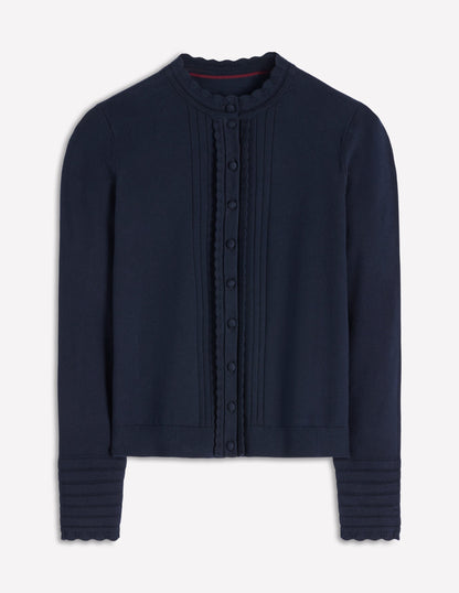 Angela Cotton Scallop Cardigan-Navy-4