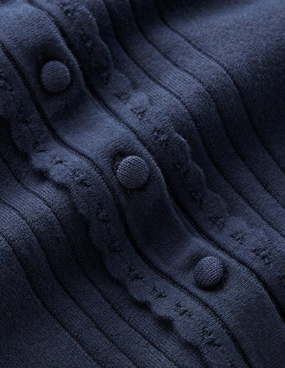 Angela Cotton Scallop Cardigan-Navy-5