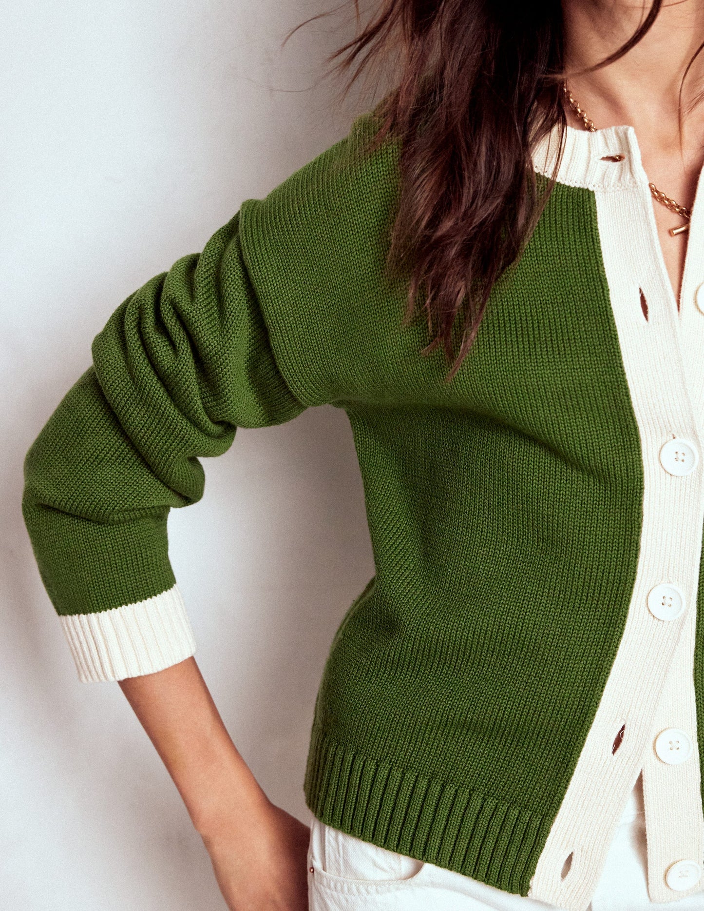 Jemma Chunky Cotton Cardigan-Promenade Green