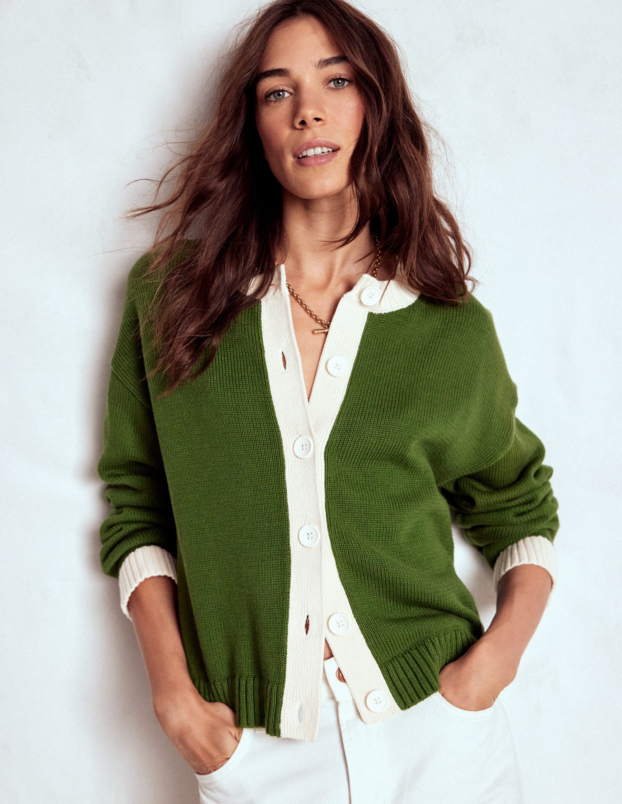 Jemma Chunky Cotton Cardigan-Promenade Green - Image 5