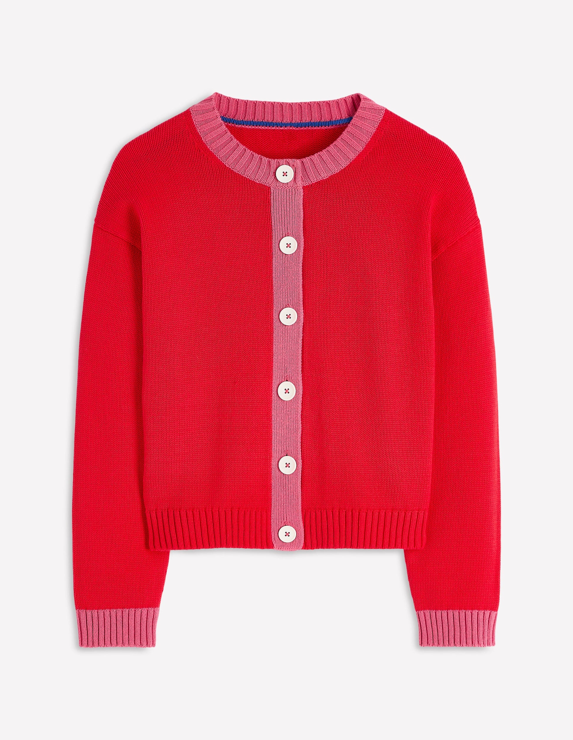 Jemma Chunky Cotton Cardigan-Poppy Red-5