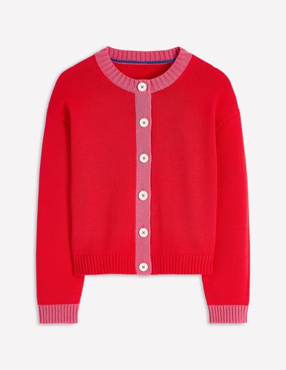 Jemma Chunky Cotton Cardigan-Poppy Red-5