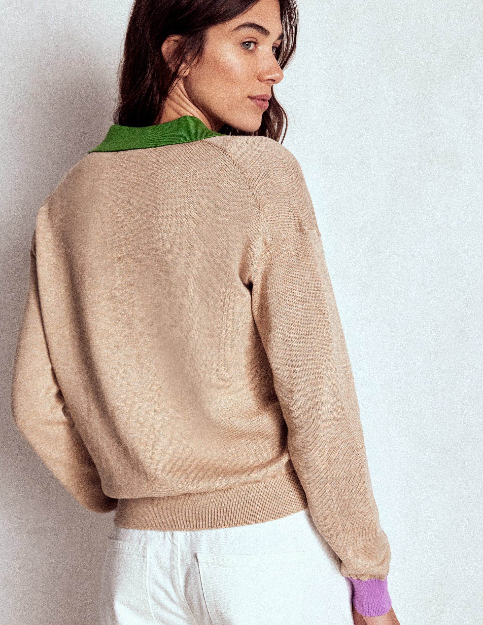 Lara Cotton Henley Jumper-Chinchilla Melange-3