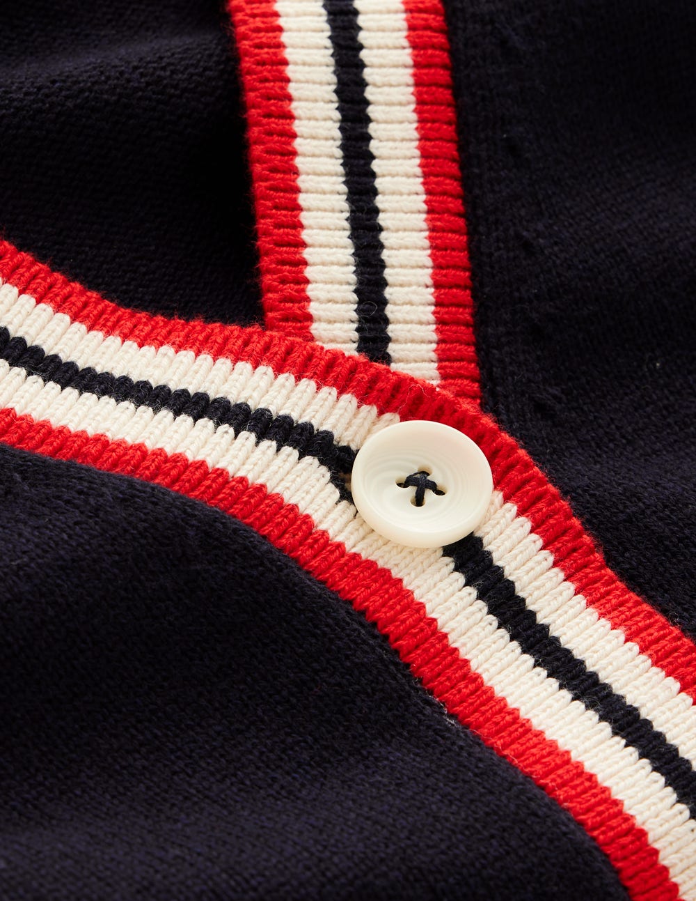 Long Cotton V-neck Cardigan-Navy-6