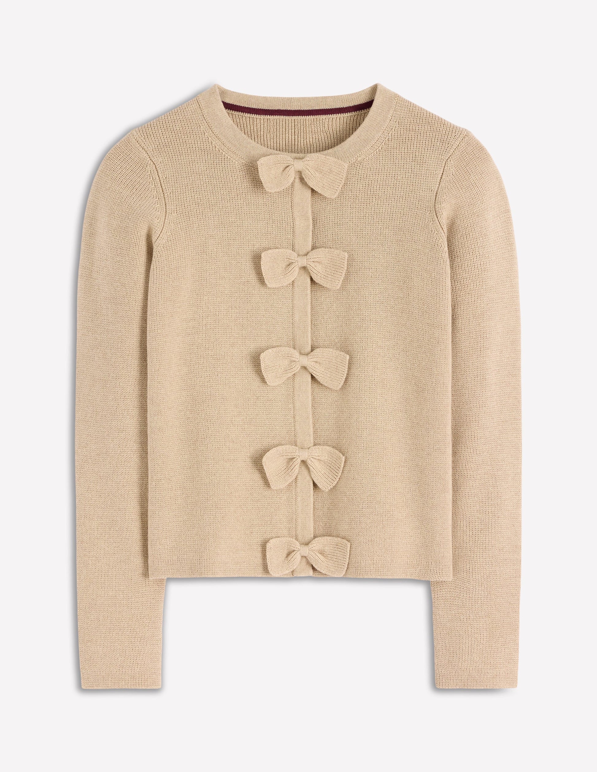 Knitted Bow Cardigan-Chinchilla Melange-5