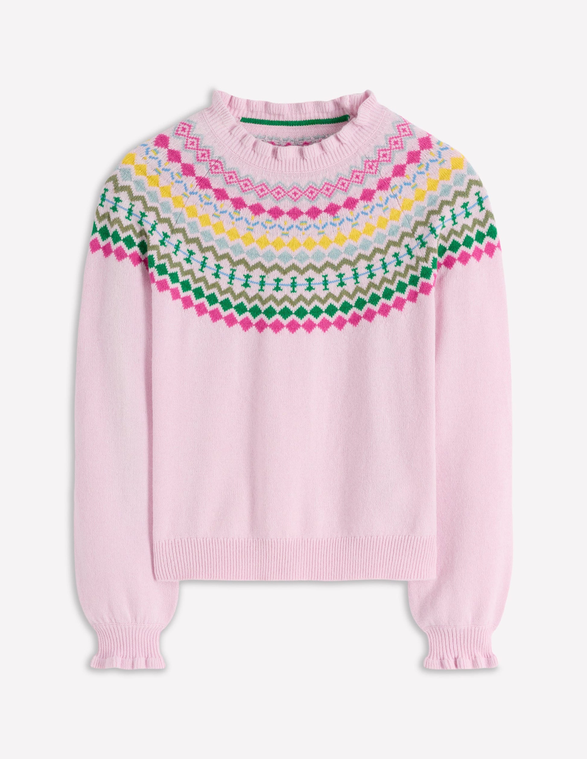 Fae Fair Isle Frilled Sweater-Sheer Pink Melange-5