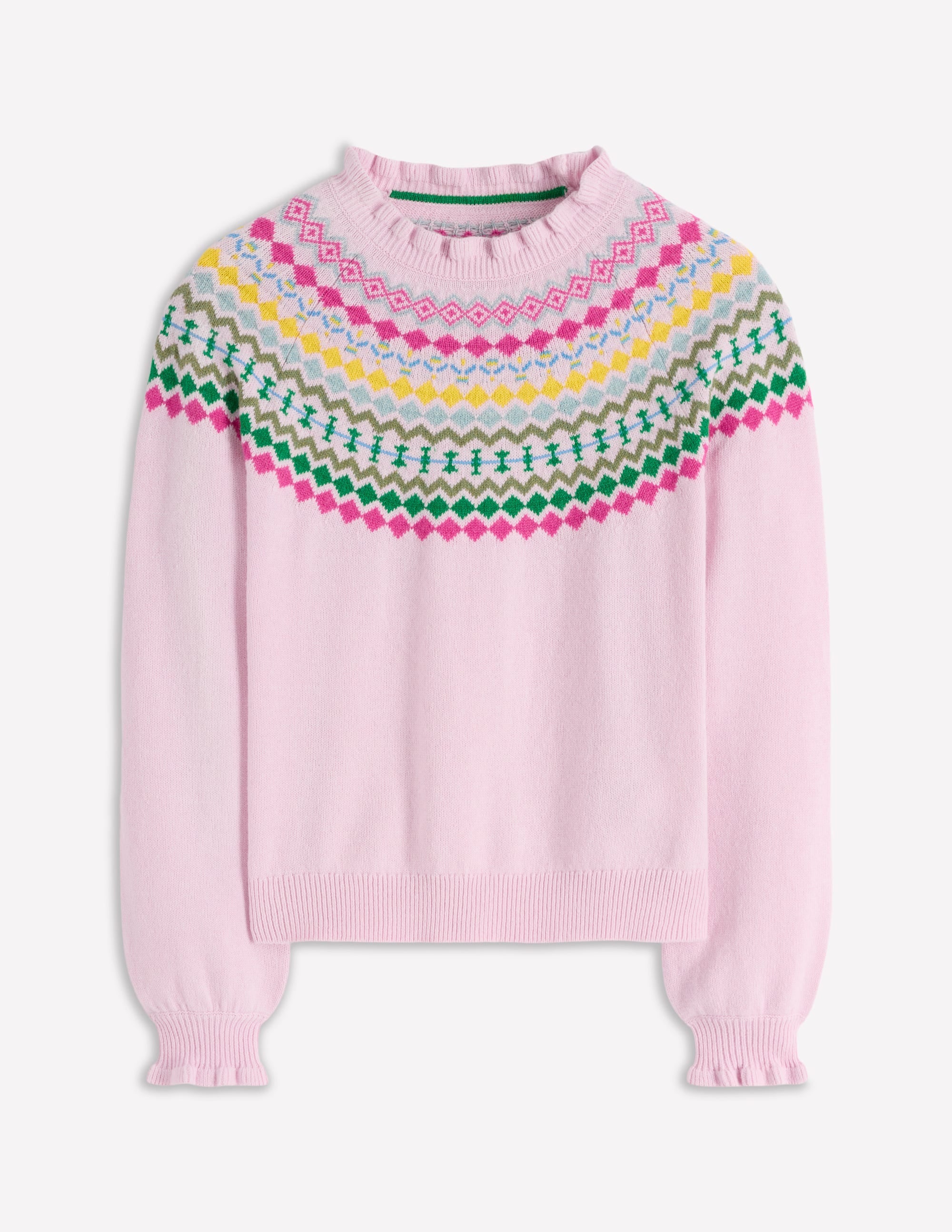 Fae Fair Isle Frilled Sweater-Sheer Pink Melange - Image 5
