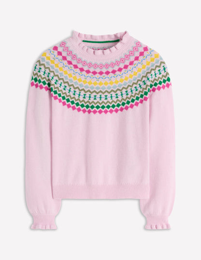 Fae Fair Isle Frilled Sweater-Sheer Pink Melange-5