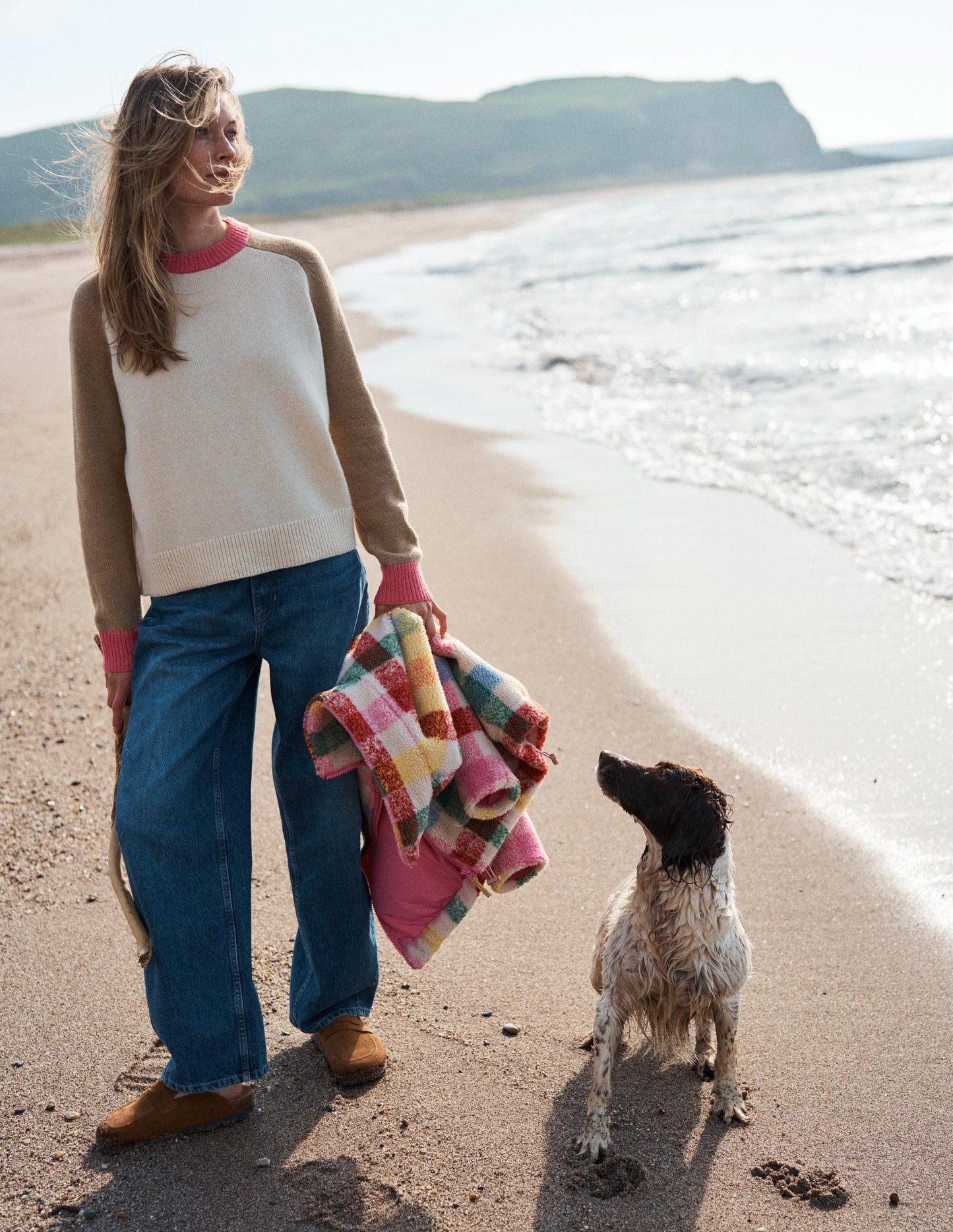 Marion Merino Sweater-Warm Ivory, Colourblock