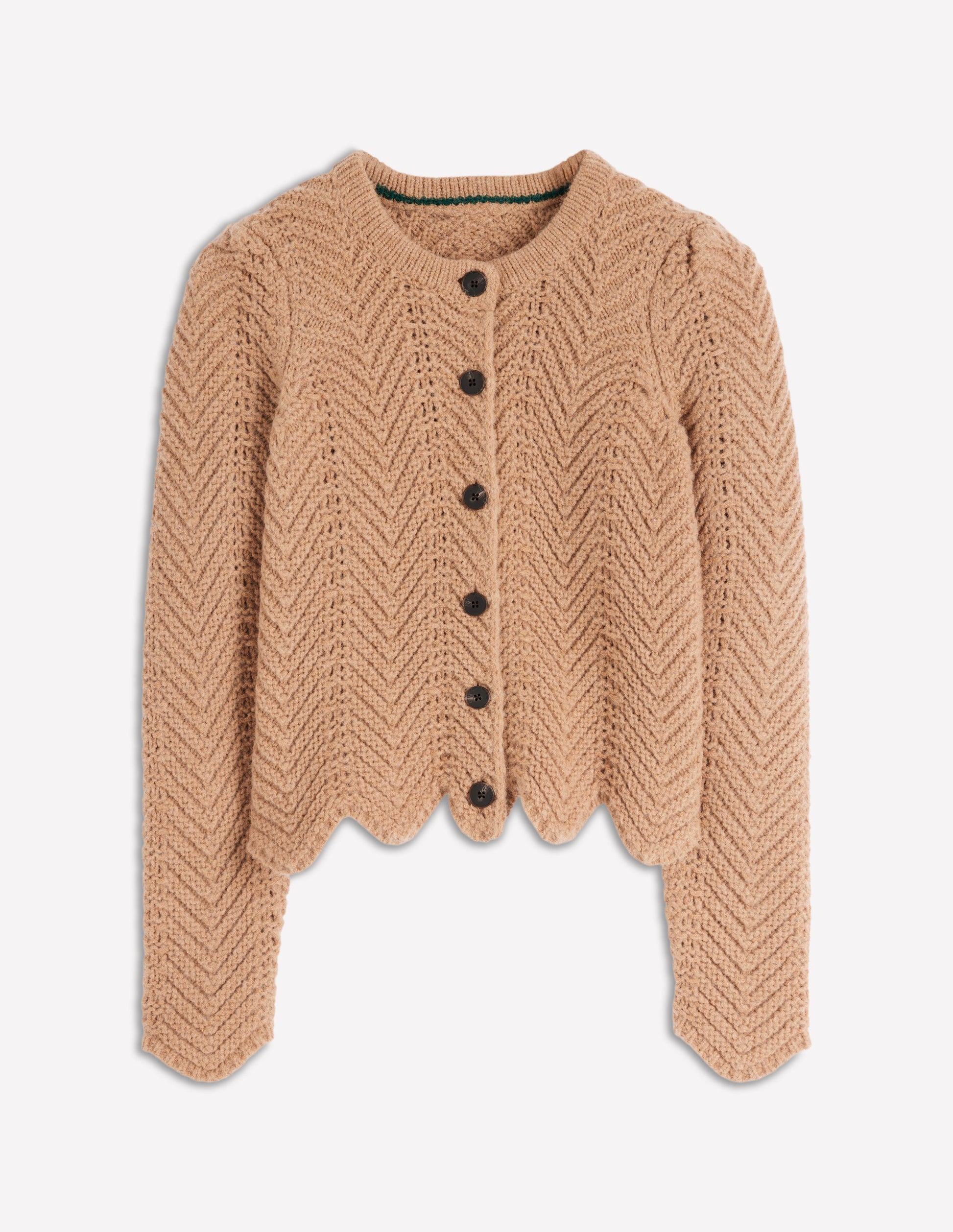 Chunky Chevron Knitted Jacket-Camel-6