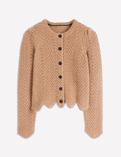 Chunky Chevron Knitted Jacket-Camel-6