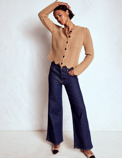 Chunky Chevron Knitted Jacket-Camel-4