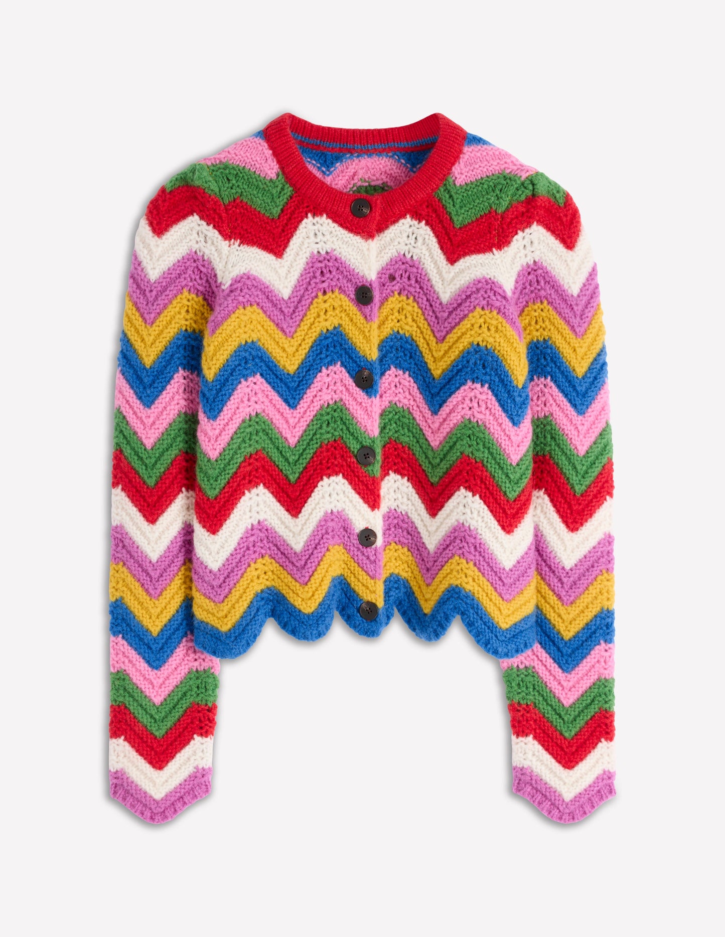 Chunky Chevron Knitted Jacket-Multi, Zig Zag