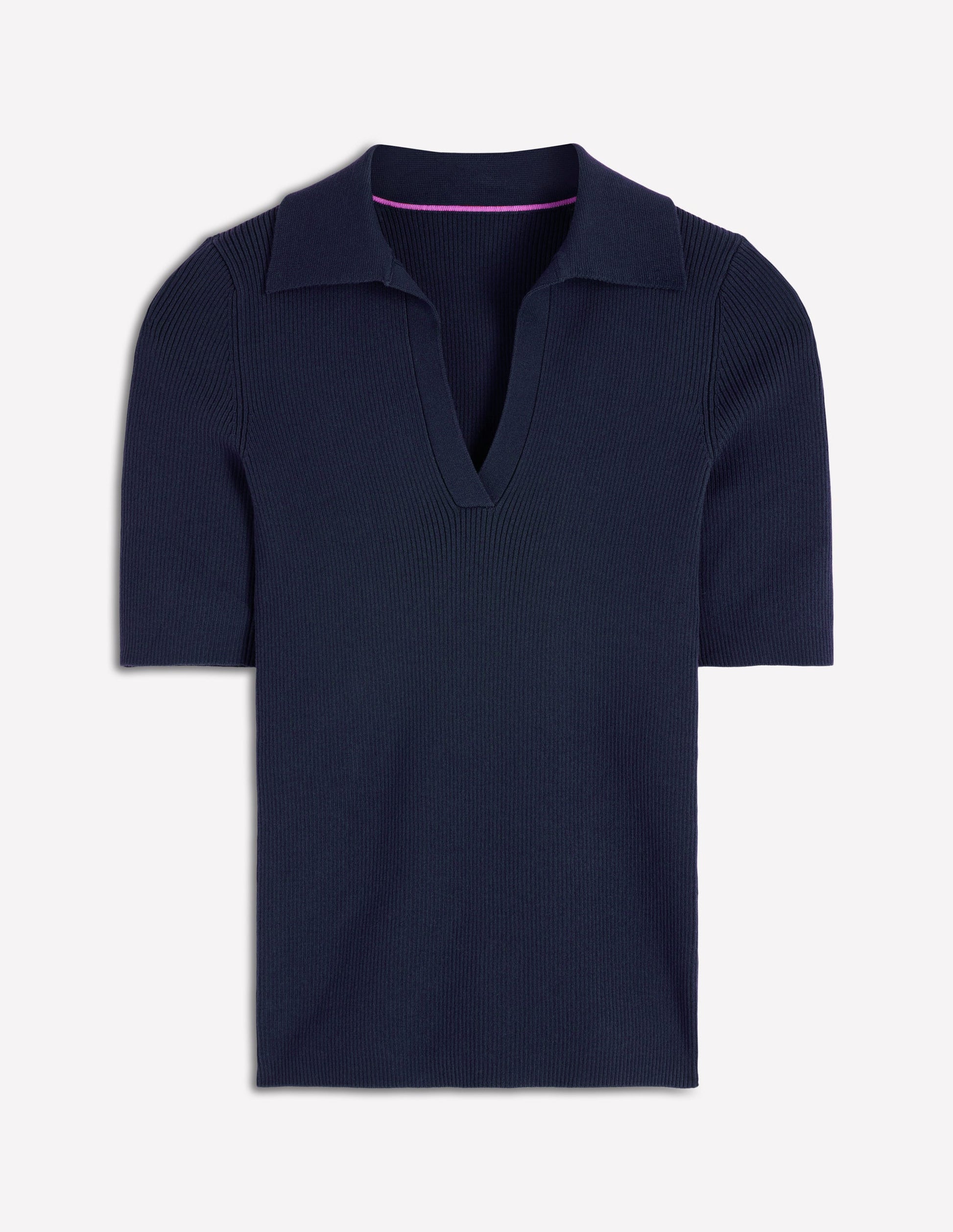 Rib Henley Top-Navy-6