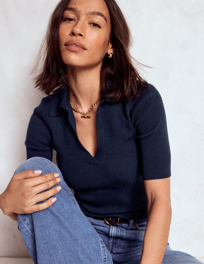Rib Henley Top-Navy-2