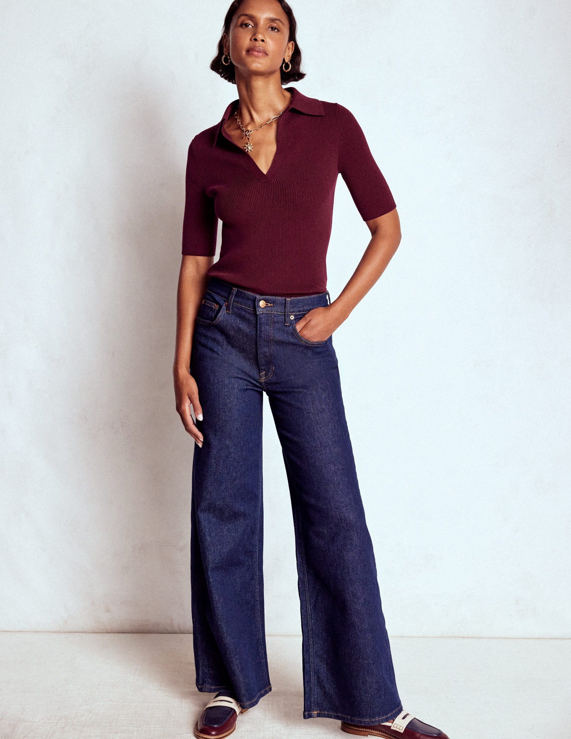 Rib Henley Top-Deep Wisteria-4