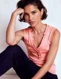 Jersey Henley Pajama Vest-Light Pink