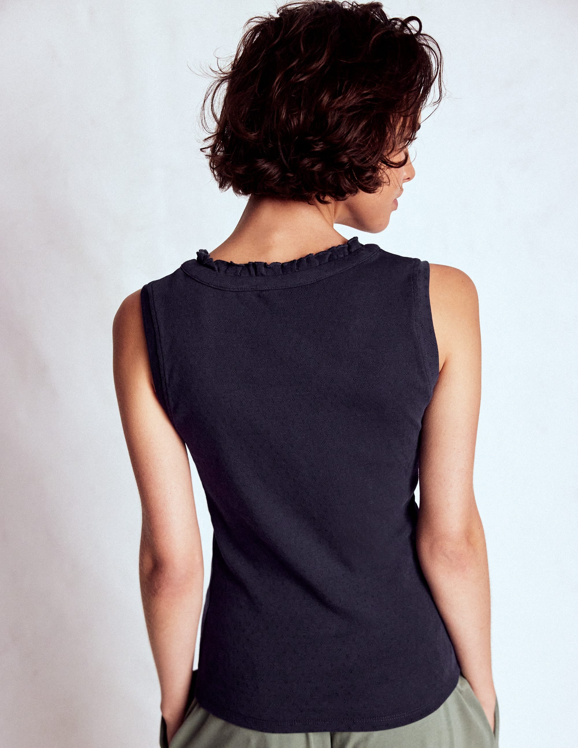 Jersey Henley Pajama Vest-Dark Blue - Image 3