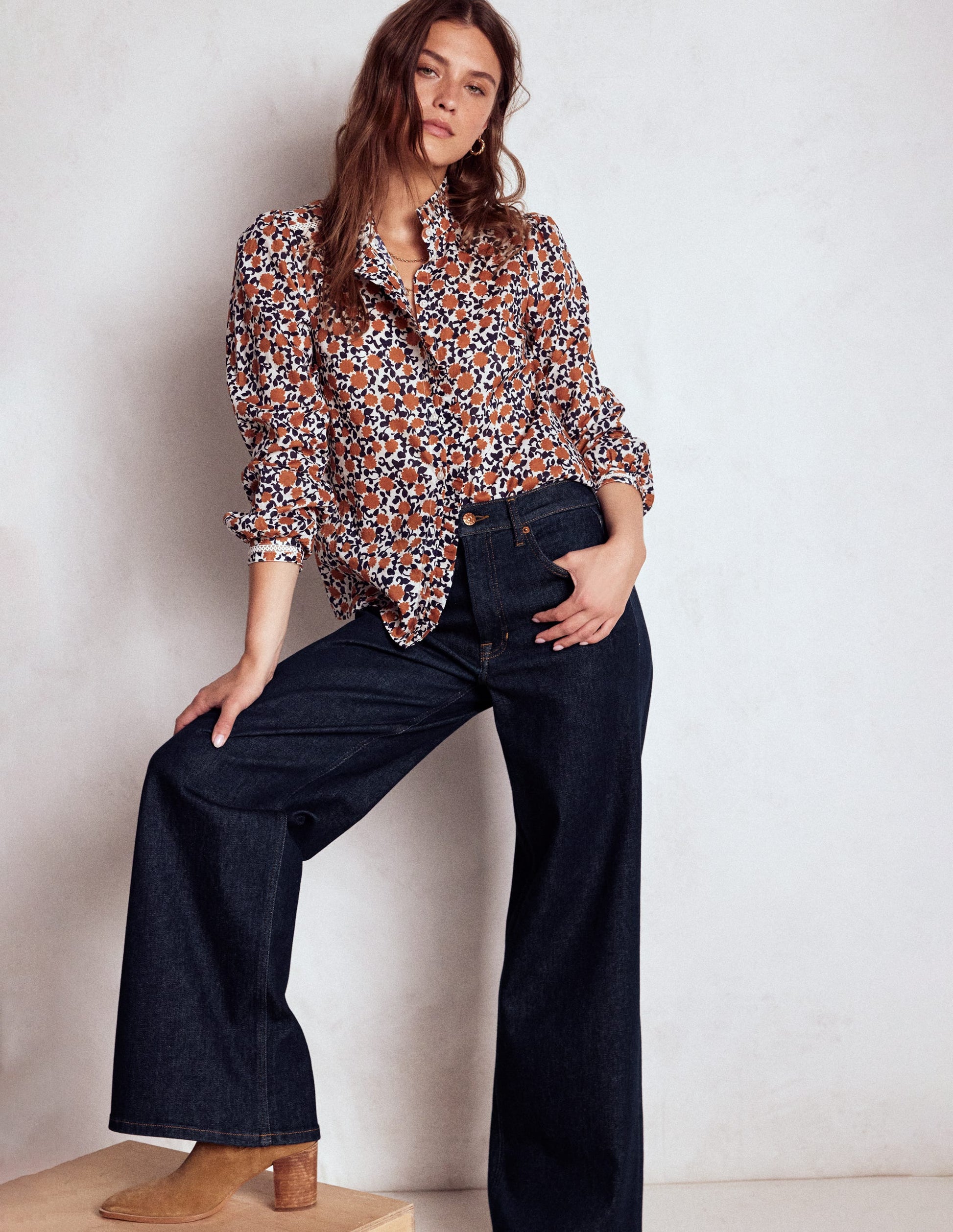 High Rise Wide Leg Jeans-Indigo Rinse-1