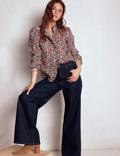 High Rise Wide Leg Jeans-Indigo Rinse-1