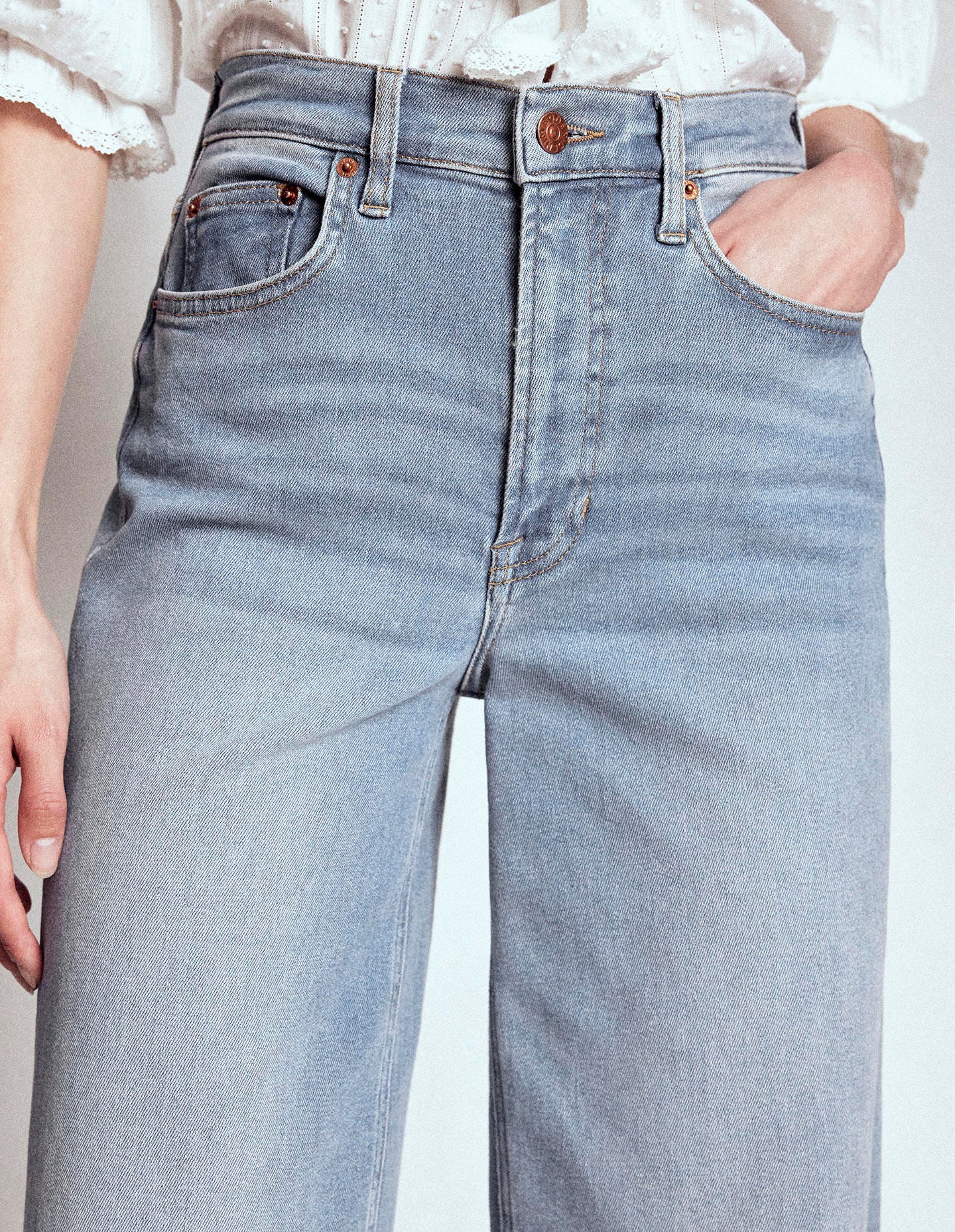 High Rise Wide Leg Jeans-Light Vintage
