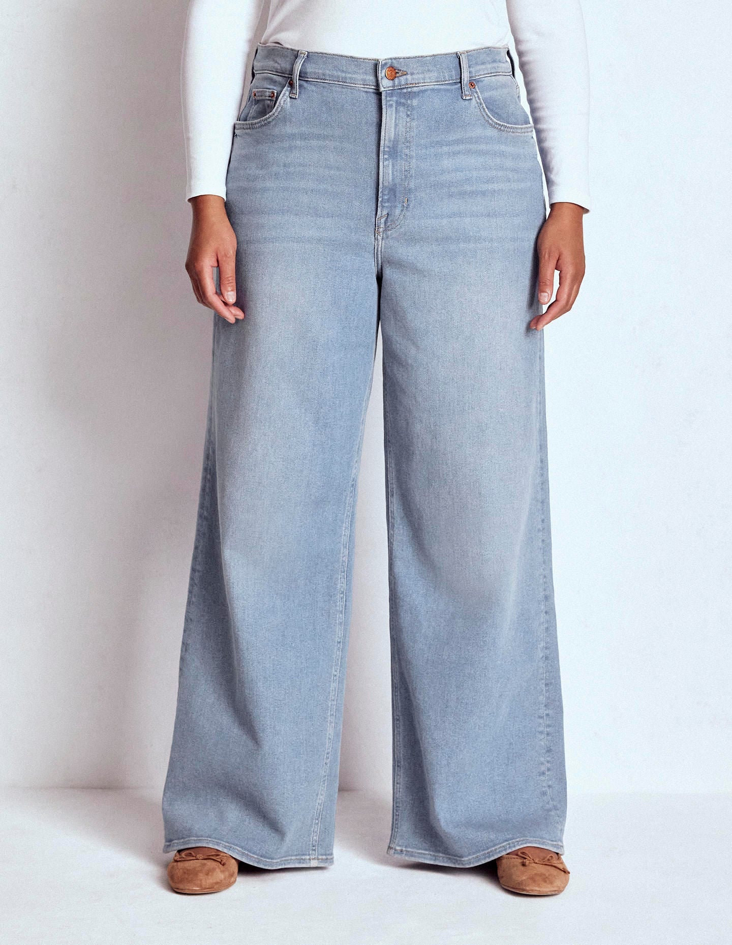 High Rise Wide Leg Jeans-Light Vintage