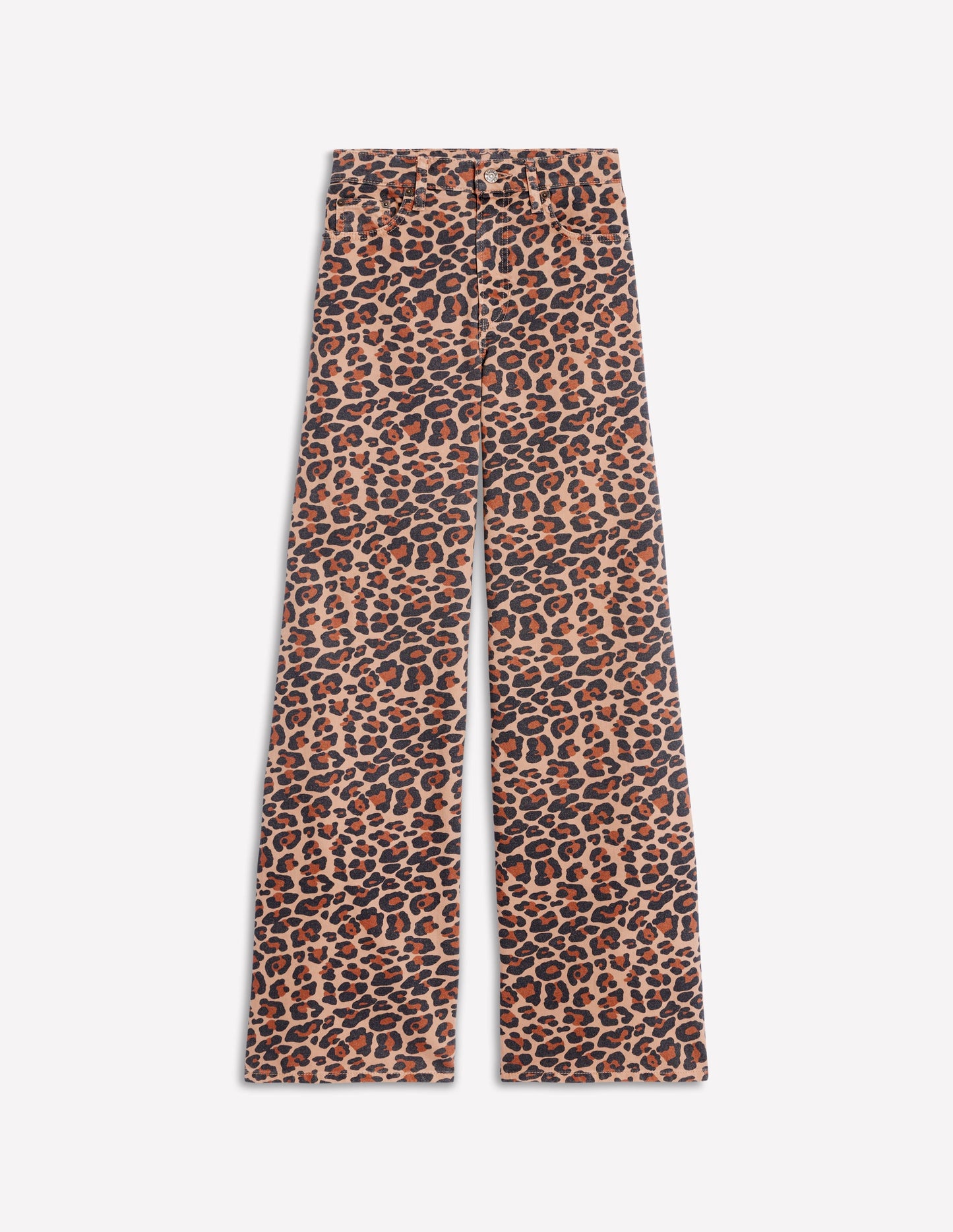 High Rise Wide Leg Jeans-Leopard Print