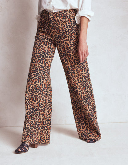 High Rise Wide Leg Jeans-Leopard Print-4