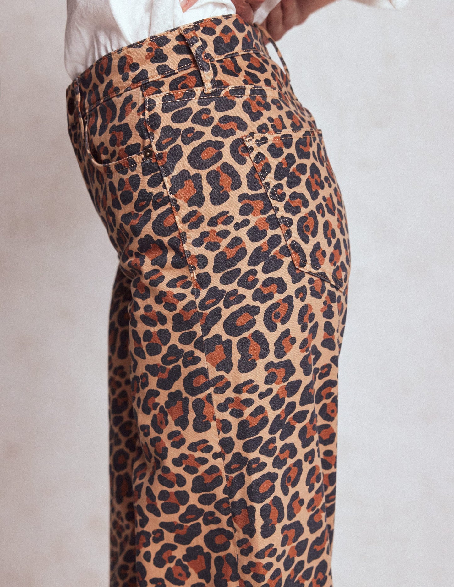 High Rise Wide Leg Jeans-Leopard Print