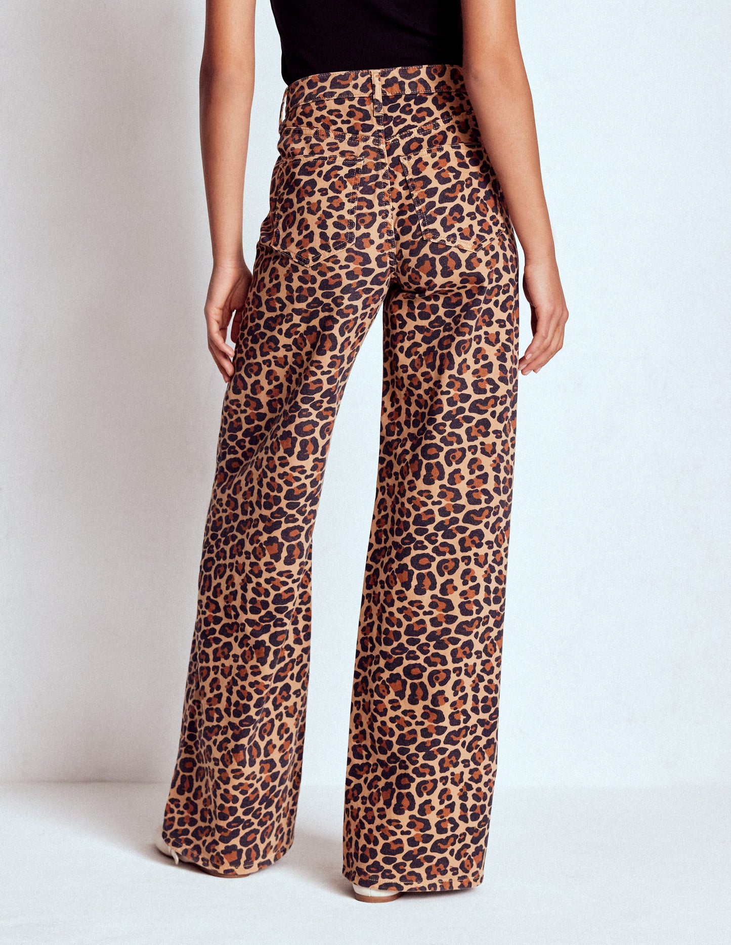 High Rise Wide Leg Jeans-Leopard Print