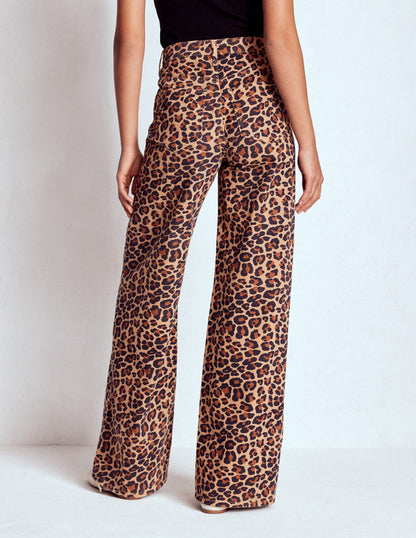 High Rise Wide Leg Jeans-Leopard Print-7