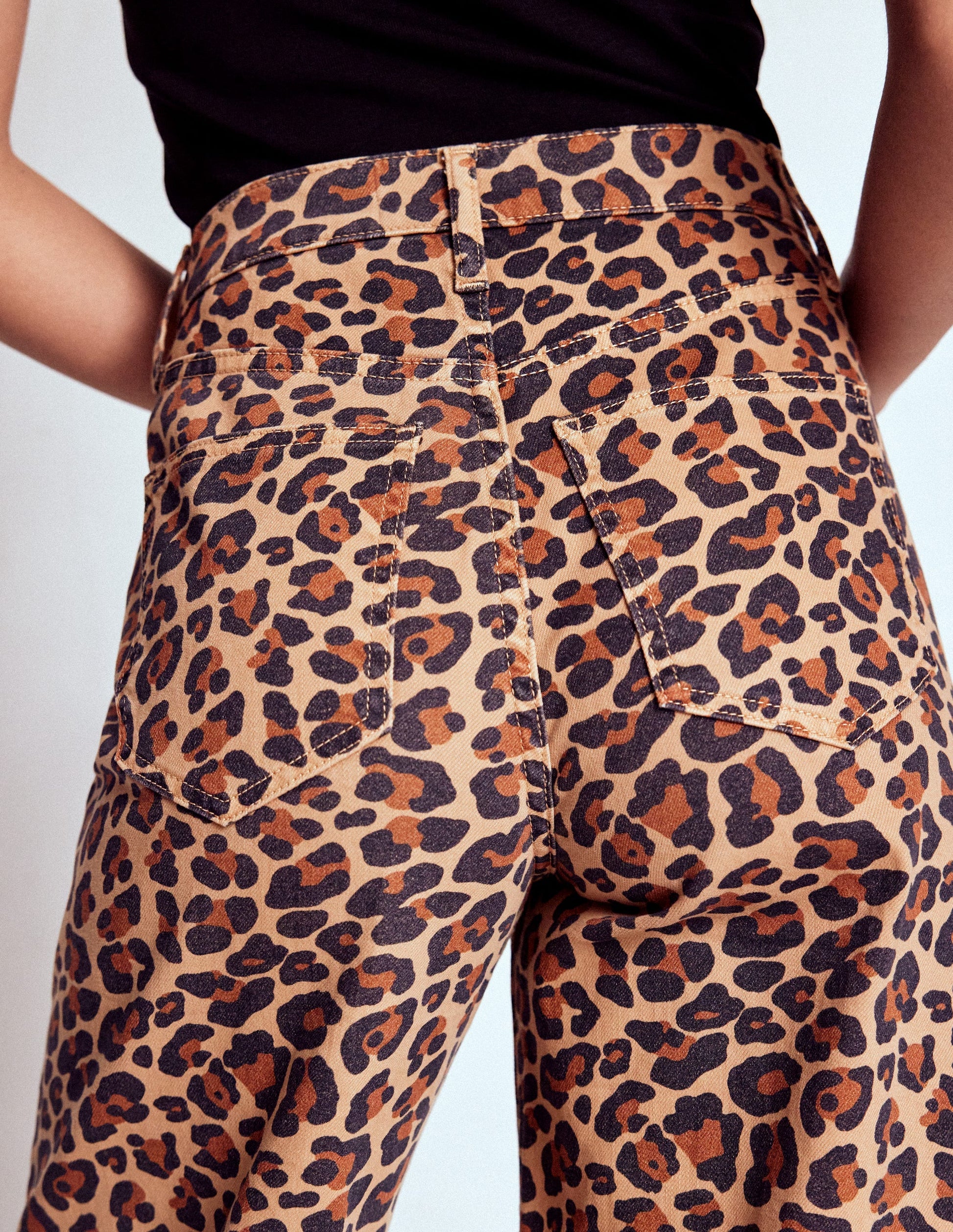 High Rise Wide Leg Jeans-Leopard Print-8