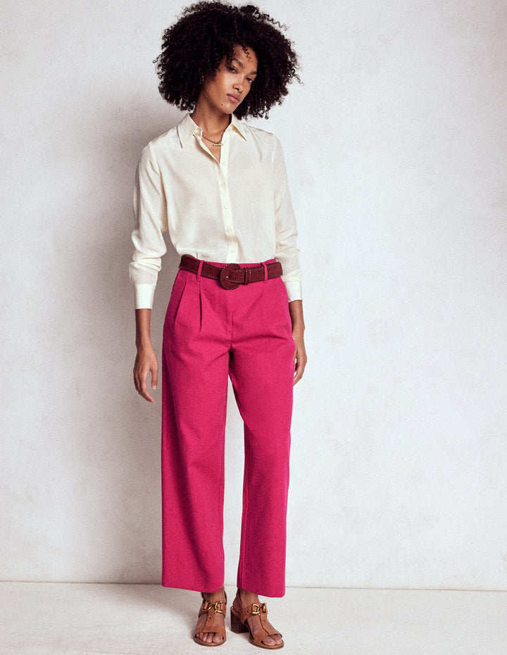 Bloomsbury Cotton Pants-Bright Cherry
