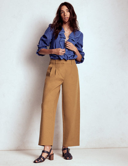 Bloomsbury Cotton Pants-Camel-1