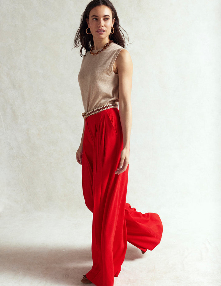 Regent Wide Leg Pants-Poppy Red
