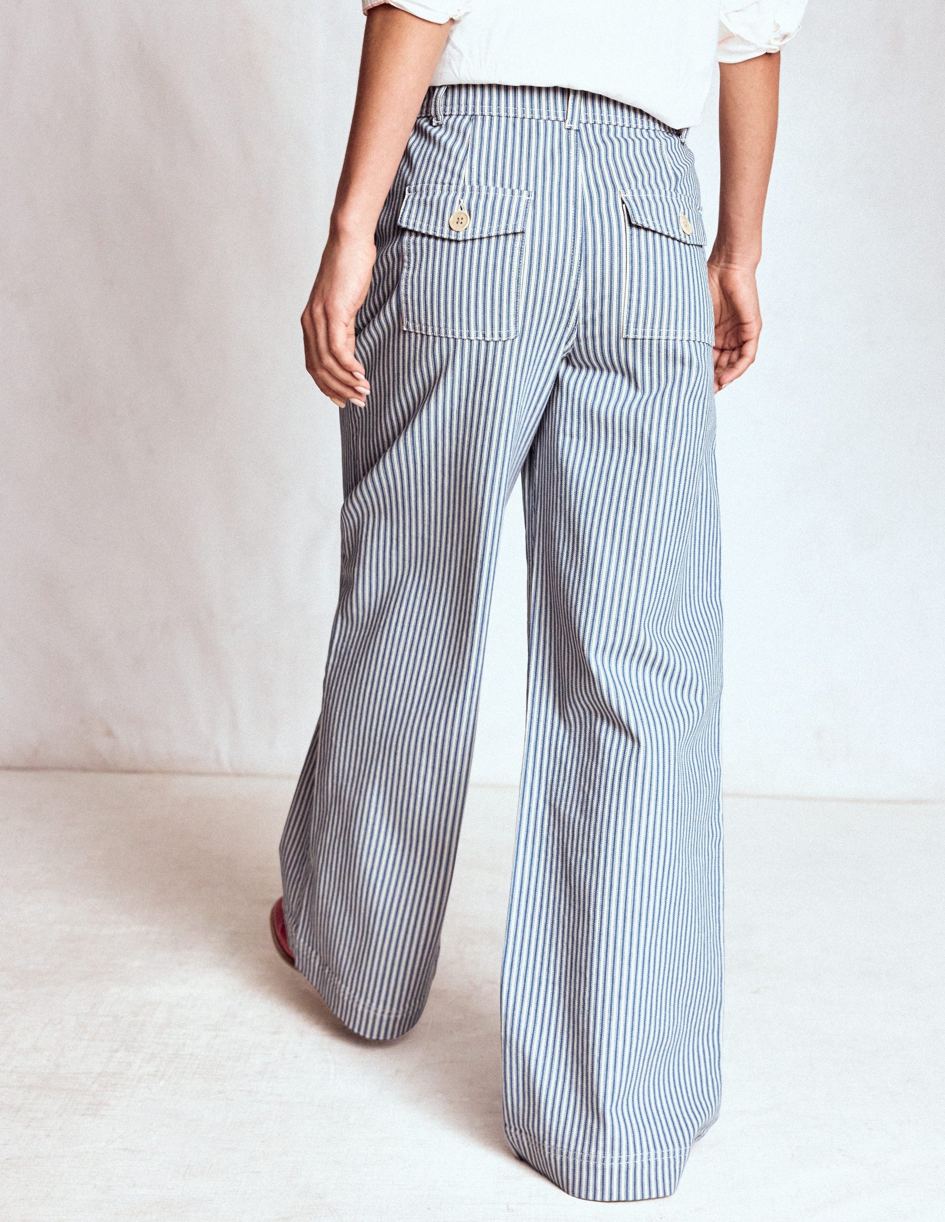 Brompton Wide Leg Pants-Blue Stripe