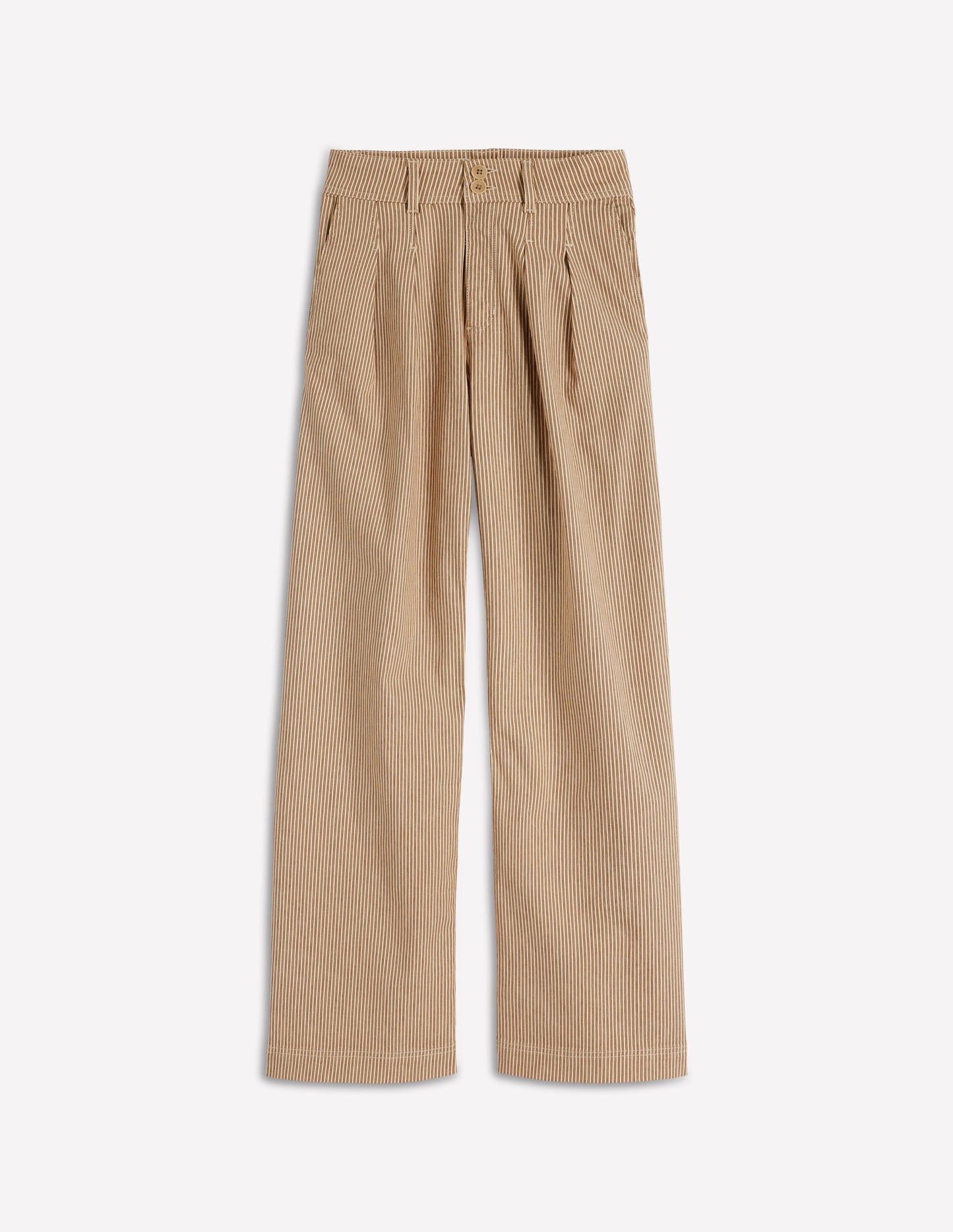 Brompton Wide Leg Pants-Tan and Ecru Stripe