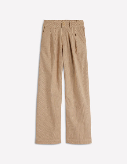 Brompton Wide Leg Pants-Tan and Ecru Stripe-6