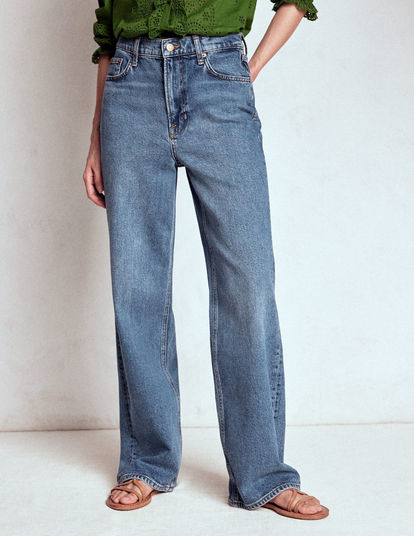 High Rise Column Leg Jeans-Mid Vintage