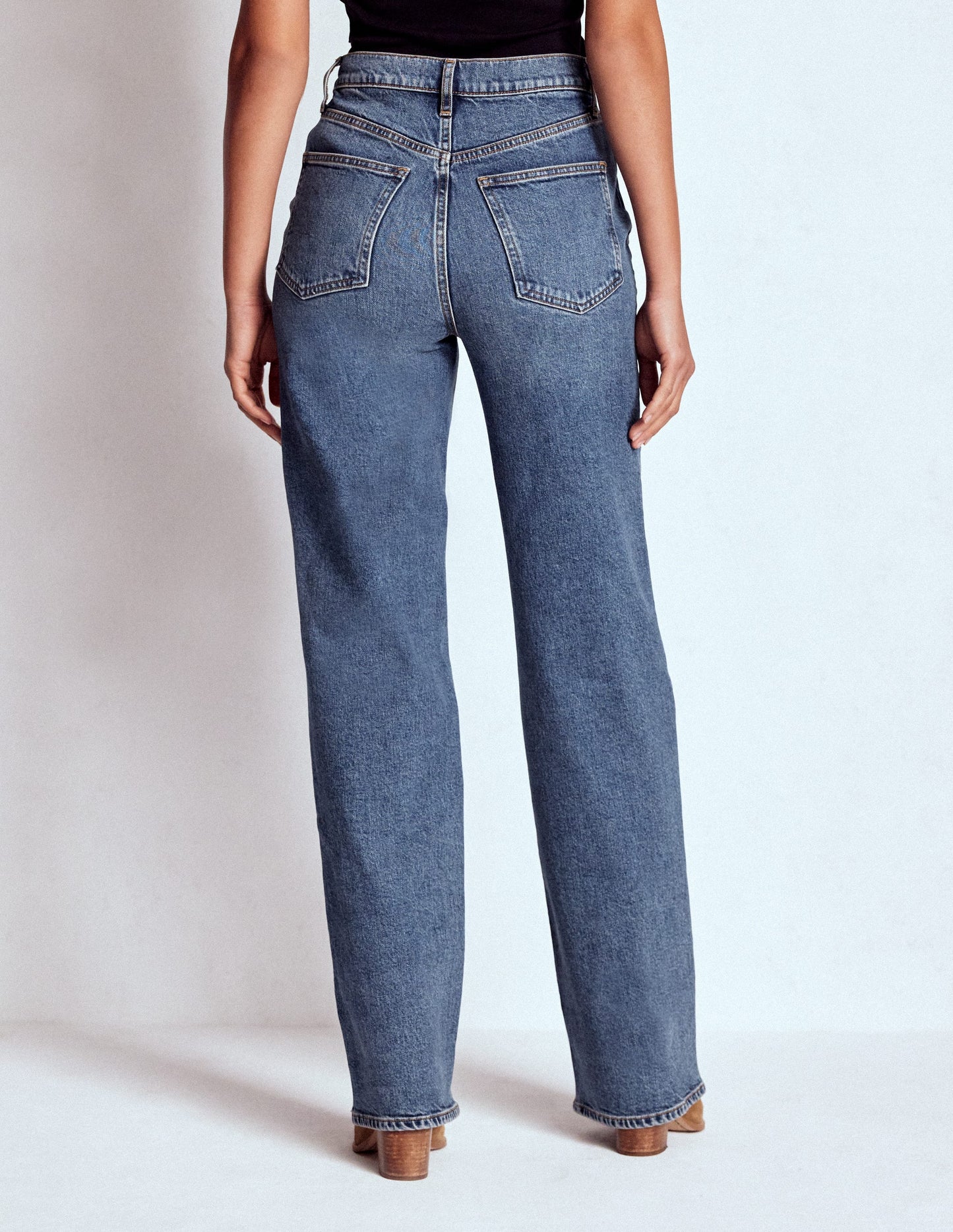 High Rise Column Leg Jeans-Mid Vintage