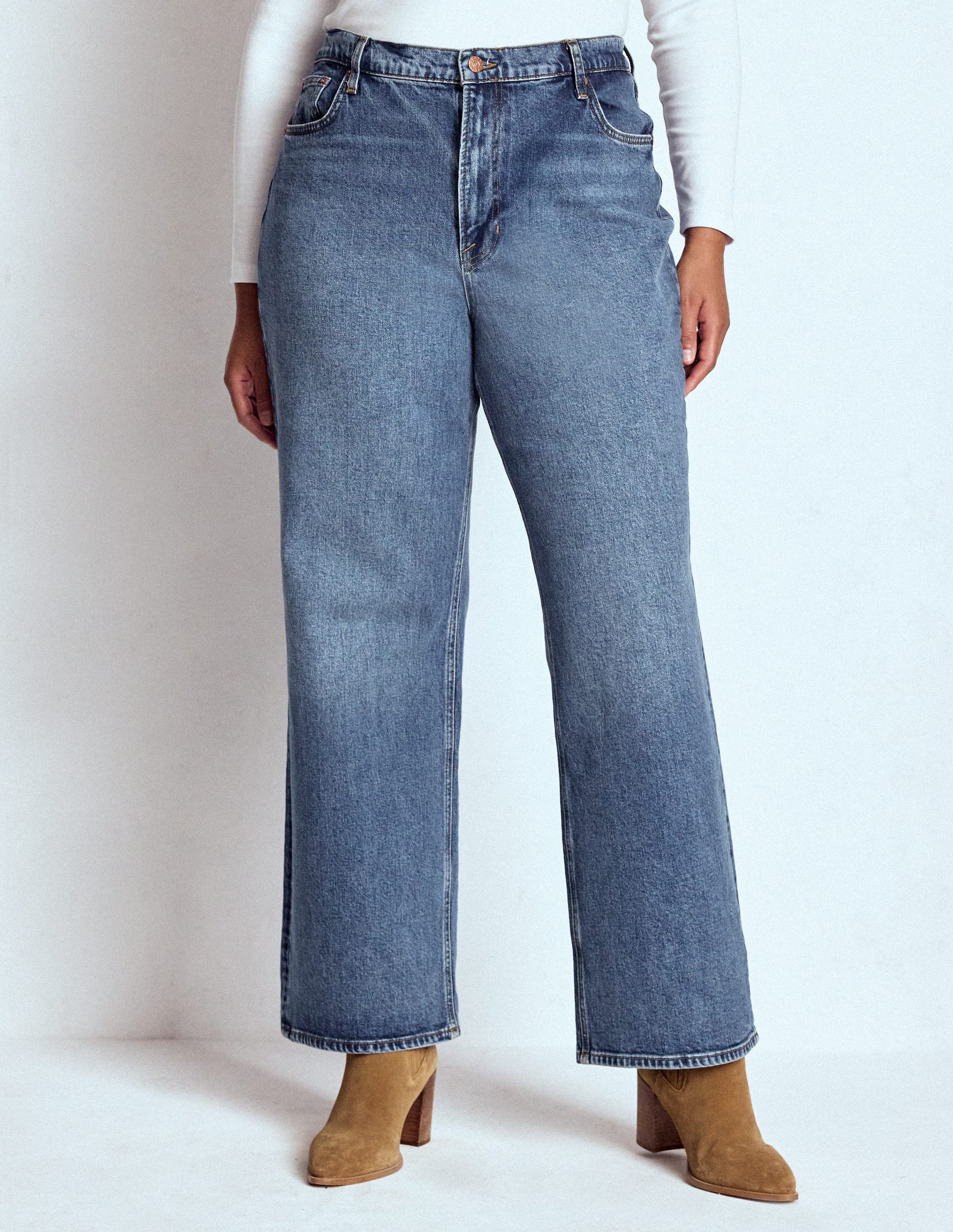 High Rise Column Leg Jeans-Mid Vintage-10