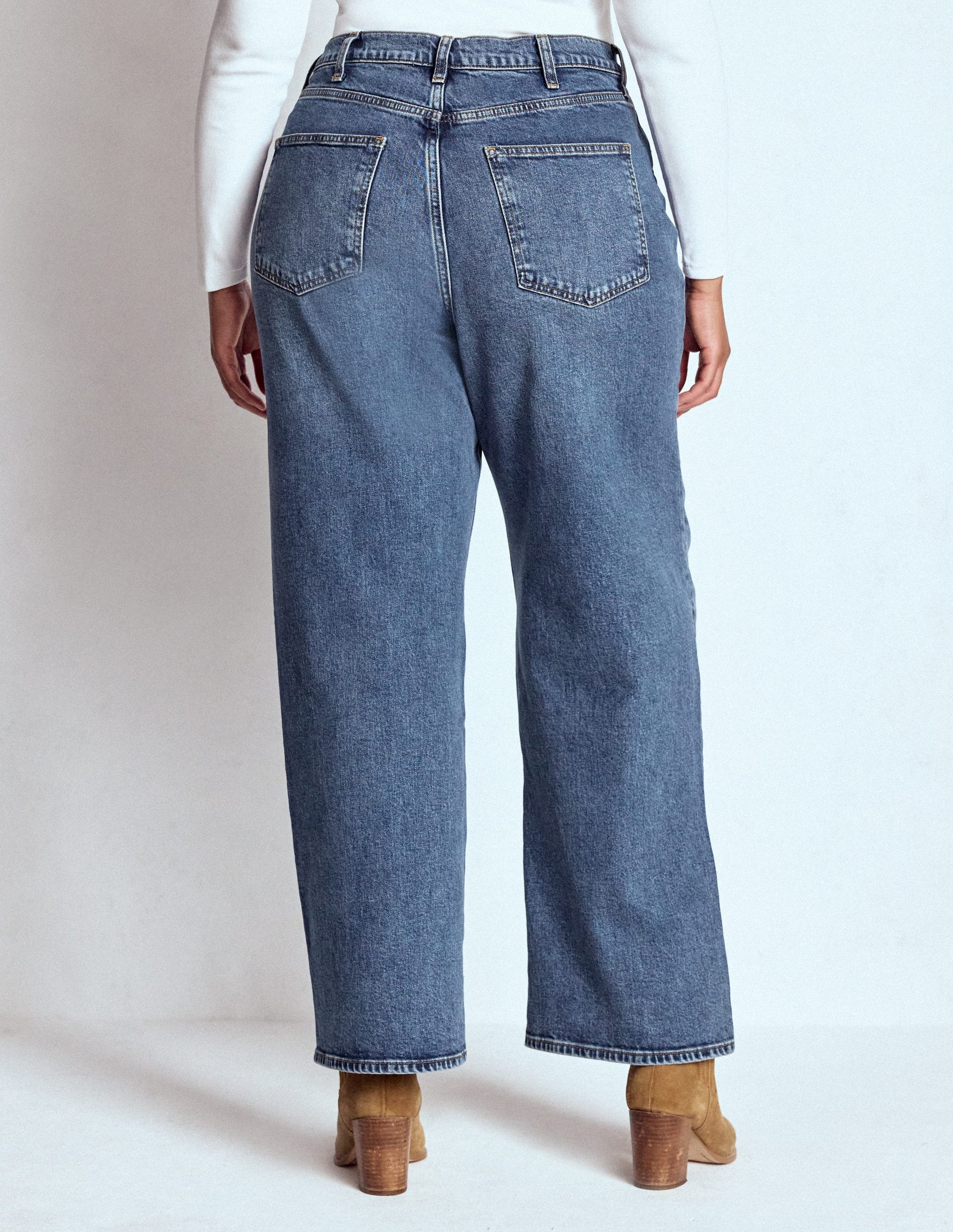 High Rise Column Leg Jeans-Mid Vintage-11