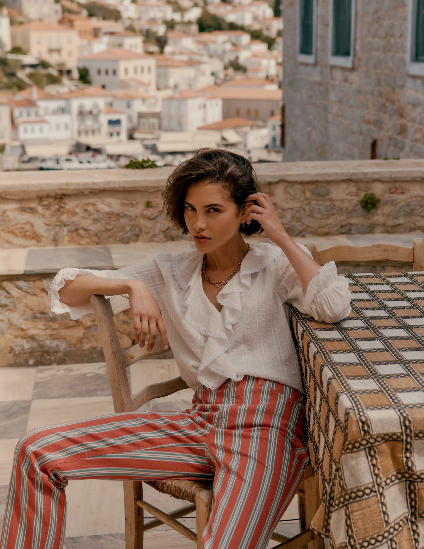 High Rise Stripe Jeans-Red, Blue and Pink Stripe