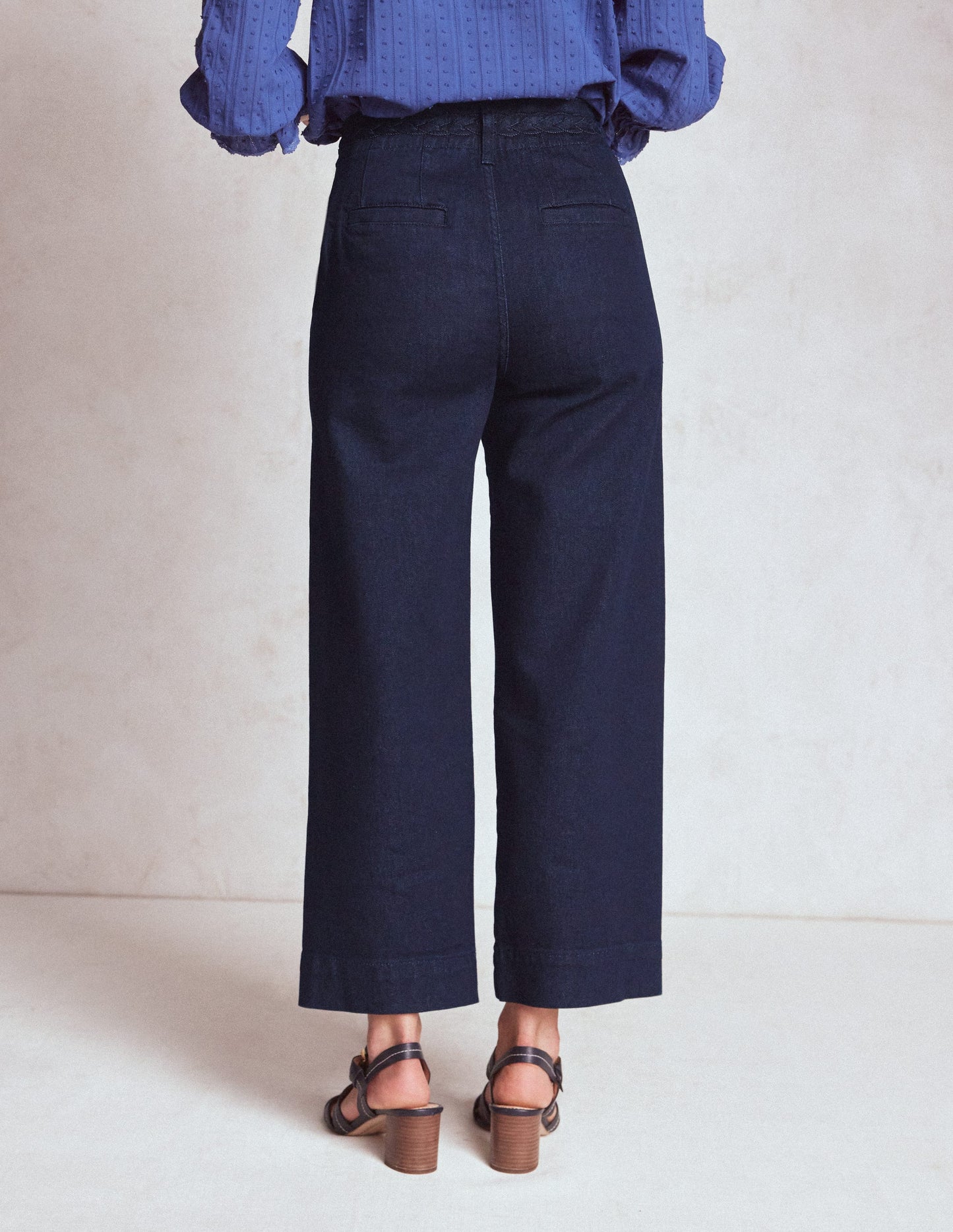 Patch Pocket Cropped Pants-Indigo Braid