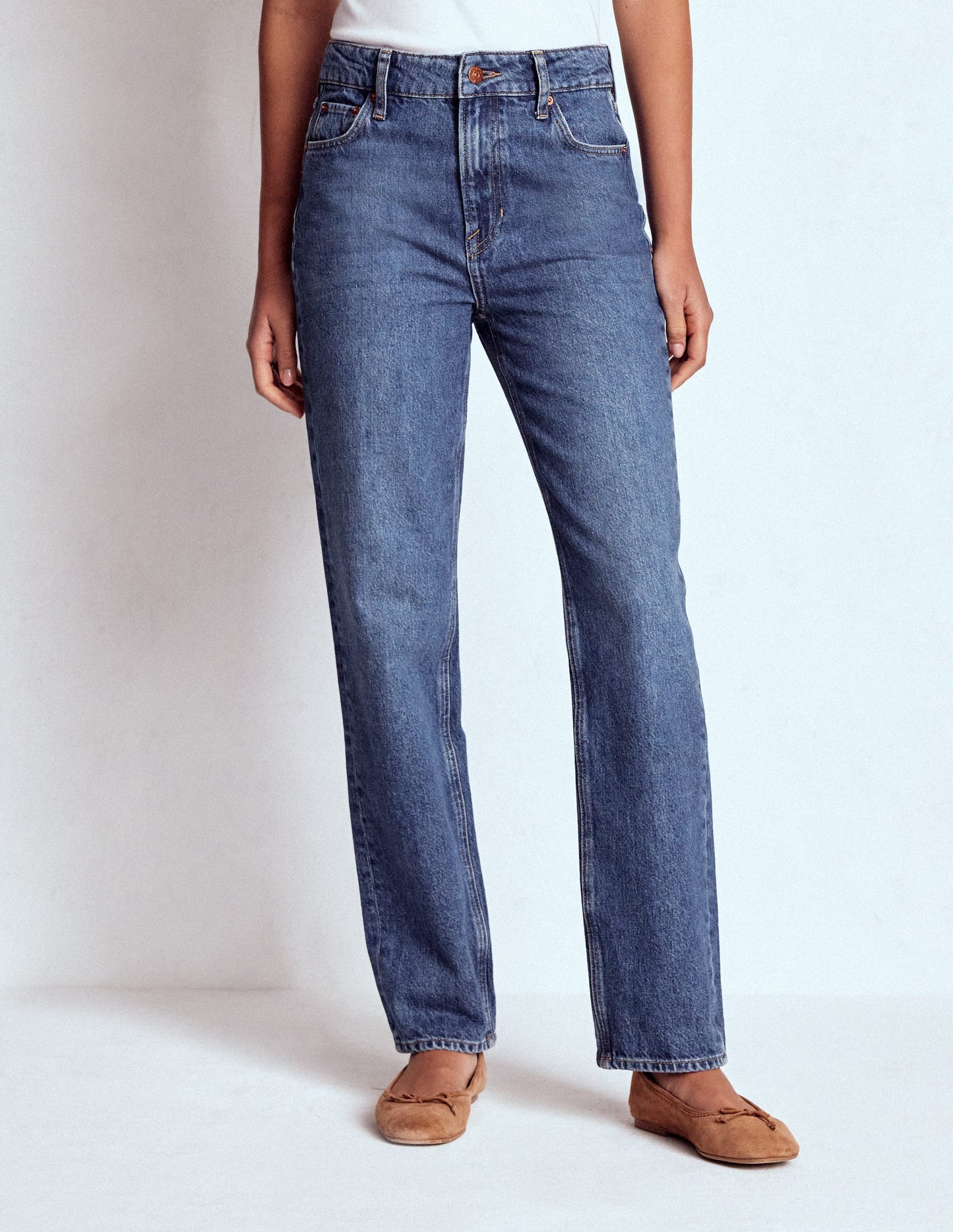 High Rise Straight Leg Jeans-Mid Vintage
