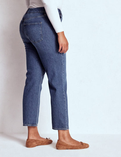 High Rise Straight Leg Jeans-Mid Vintage-11