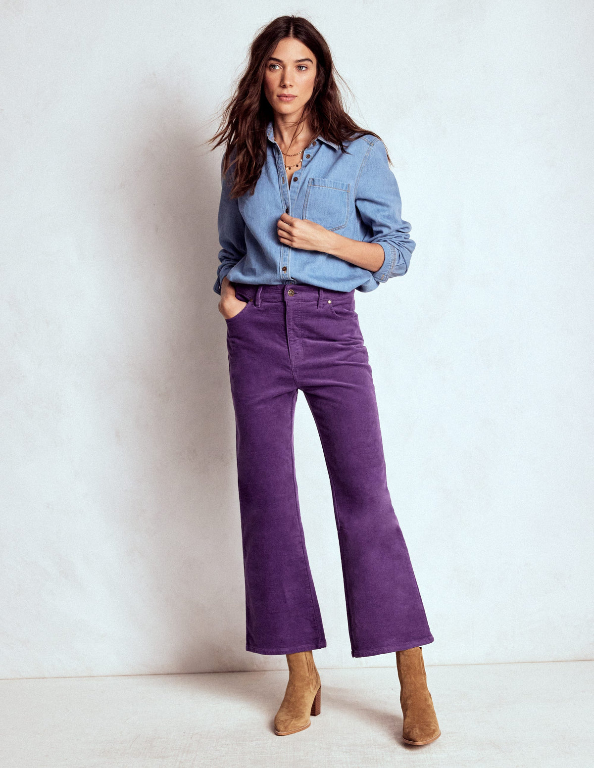 5-Pocket Cord Kick Jeans-Mystic Purple - Image 1