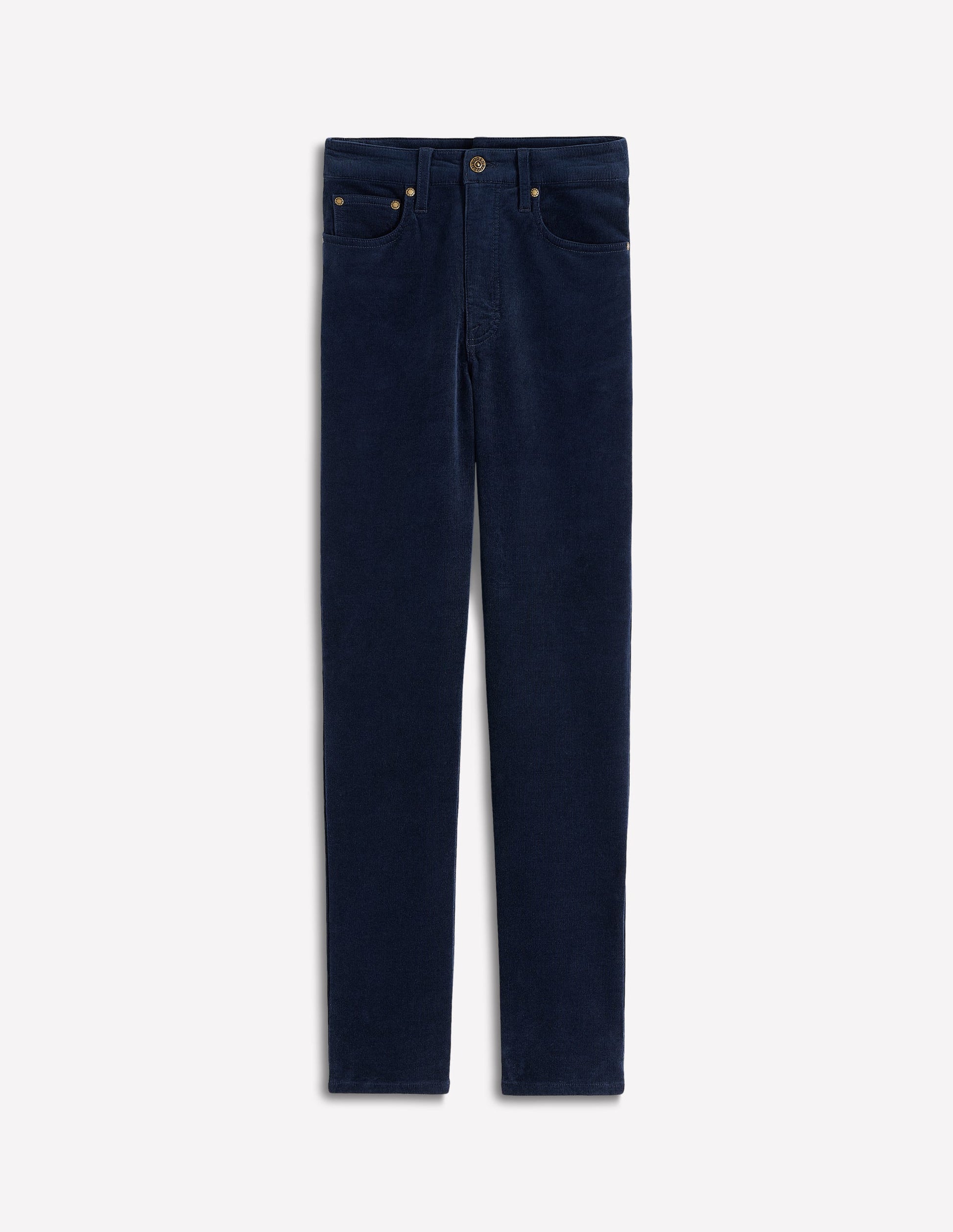 High Rise Cord Slim Jeans-Navy-6