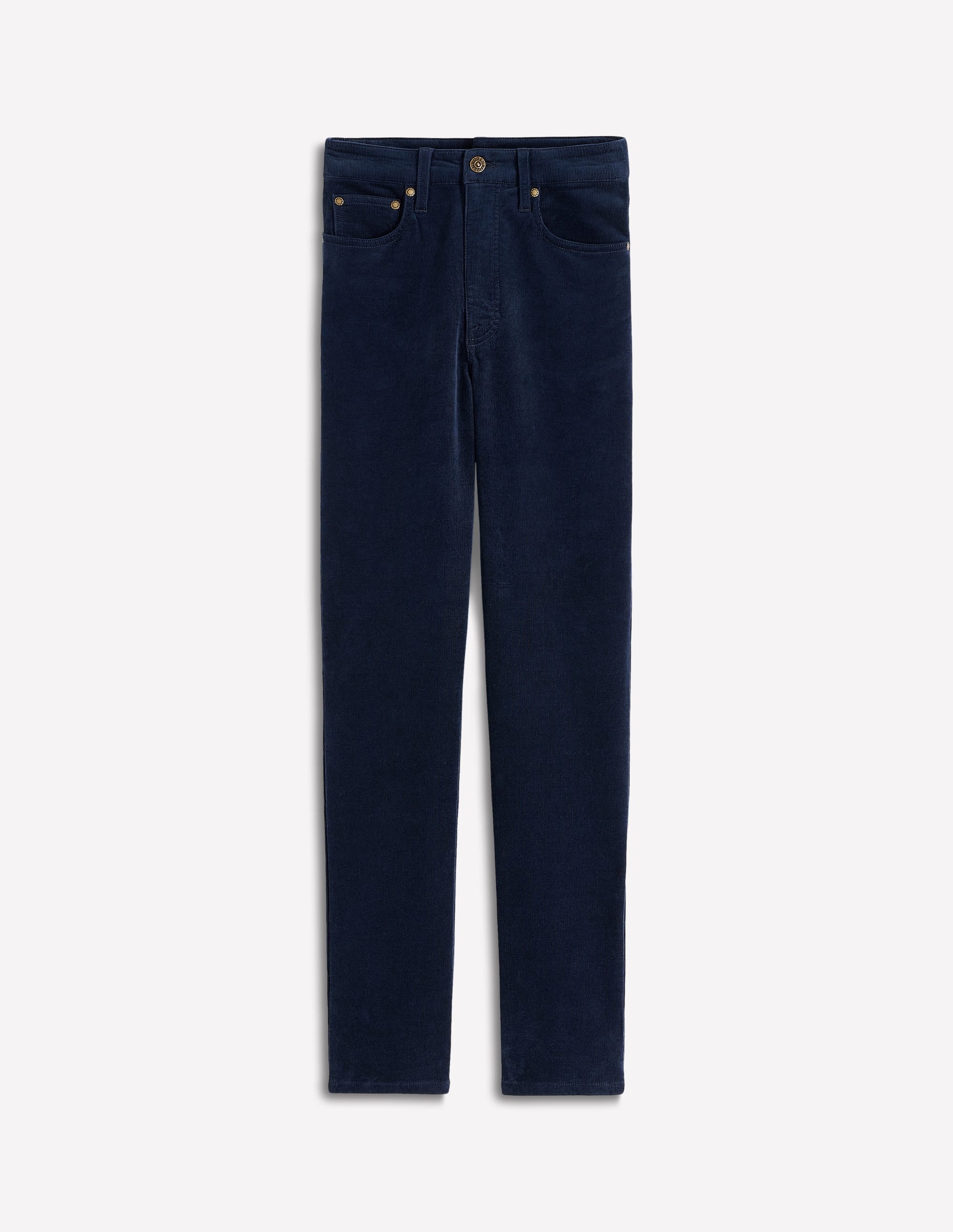 High Rise Cord Slim Jeans-Navy - Image 6