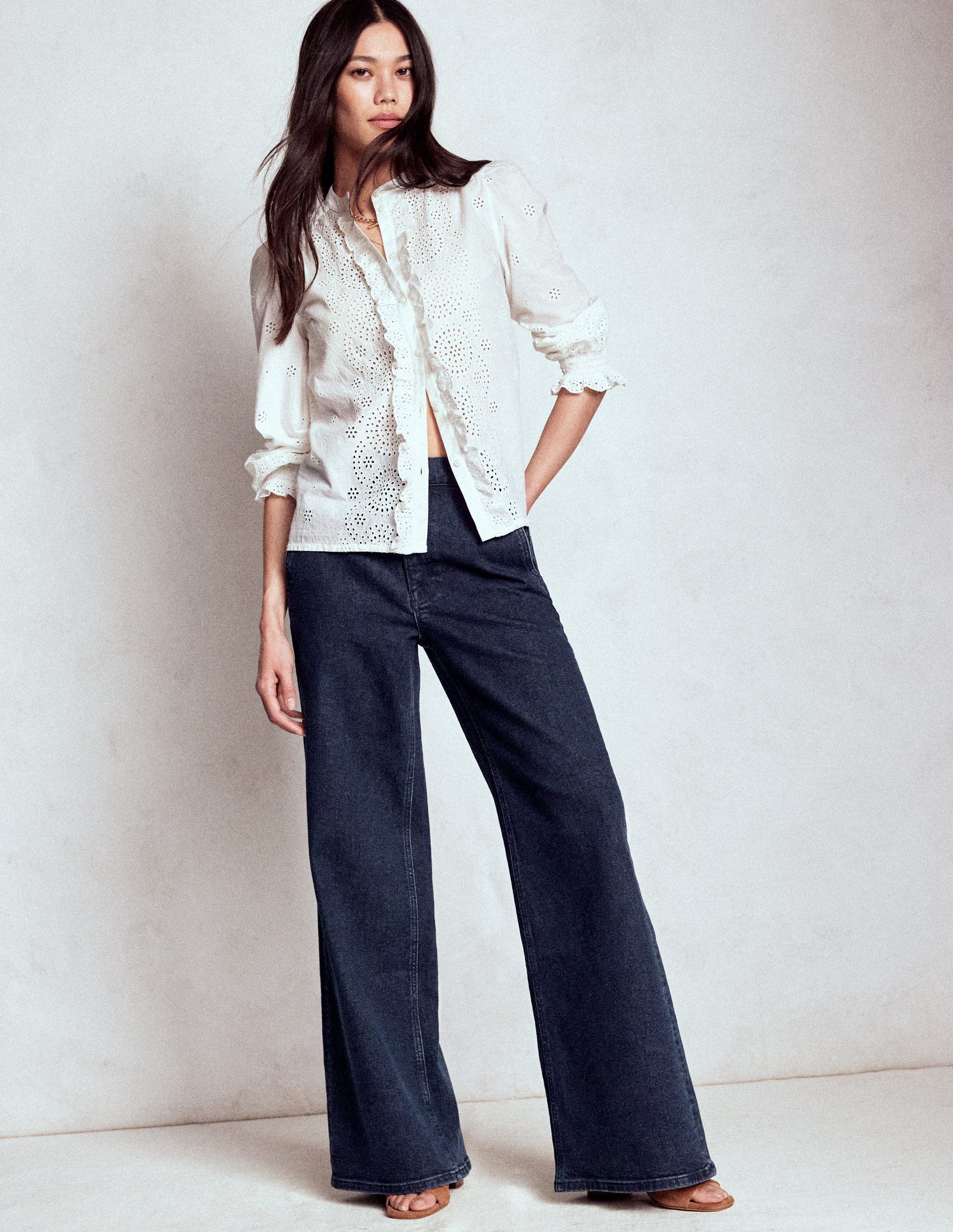 High Rise Clean Wide Jeans-Dark Vintage-1